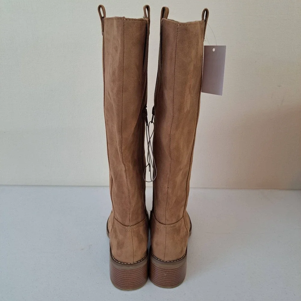 Kensie Naya B Tall Boots Womens 7 Brown New Faux Suede Block Heel 1171-320-B30